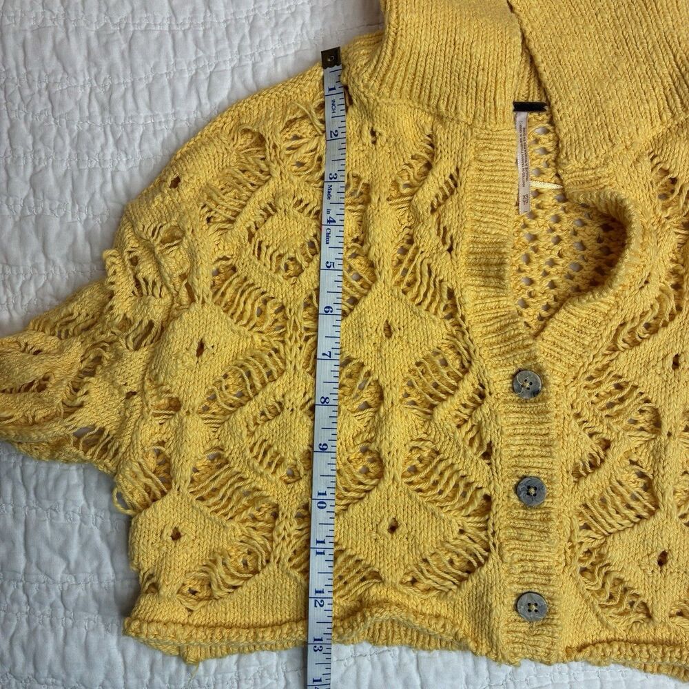 Free People Sedona cropped knit button cotton cardigan XS festival cottage boho - Picture 5 of 10
